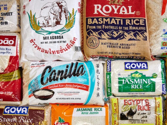 Three elephant and Goya jasmine rice, Royal basmati rice, Canilla enriched rice